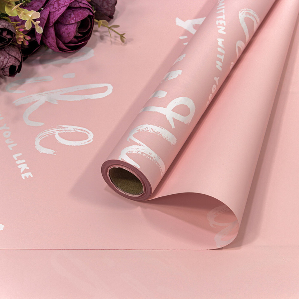 Пленка В рулоне 10 м х 58 см "I like you" (Розовый)