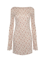 Платье мини LONG SLEEVE TEA ROSE