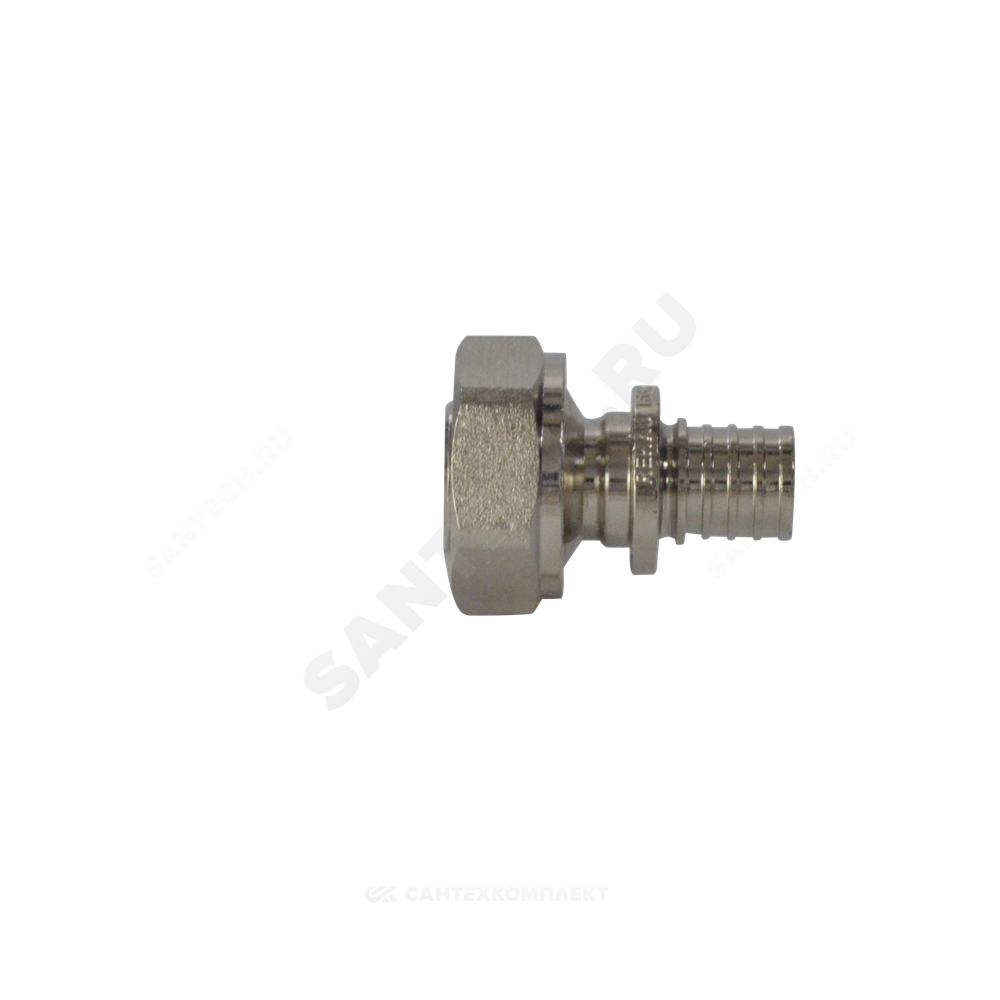 Соединитель для PE-X труб аксиальный латунь никель Дн 16х3/4" под евроконус с накидной гайкой RAUTITAN Rehau 11691751001