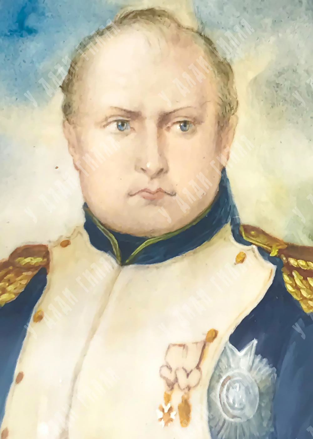 Н/х. Портрет Наполеона Бонапарта. Миниатюра на слоновой кости. Франция, сер. XIX в.