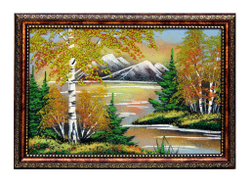 Картина " Осенний пейзаж " рисованная каменной крошкой 33.5-23.5 см вес 320 гр.