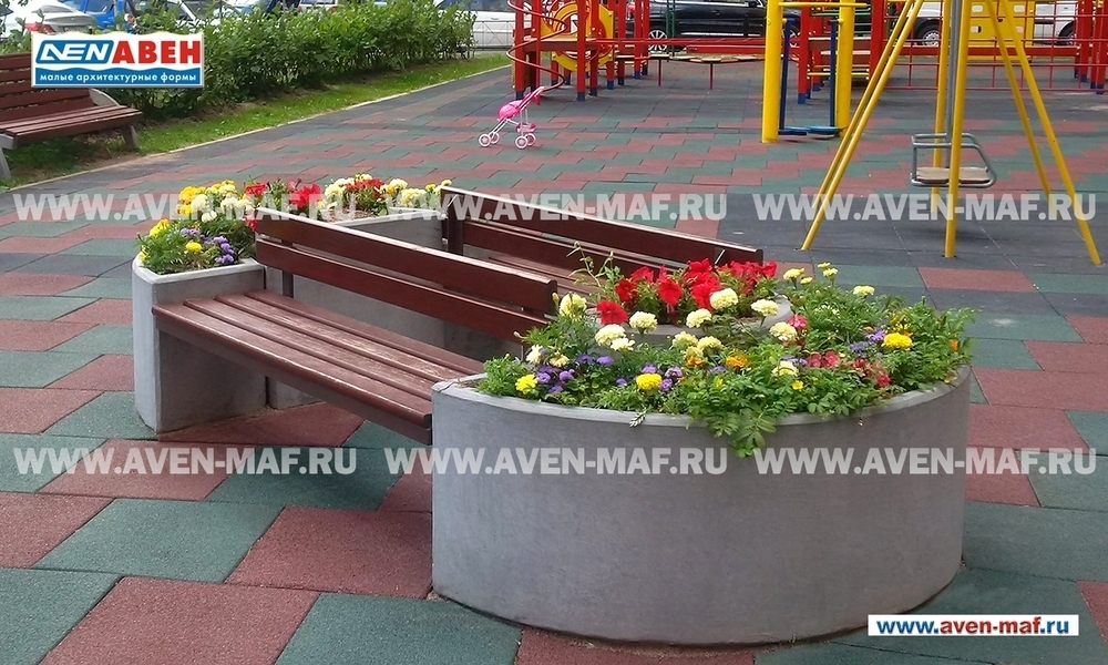 Вазон-комплекс для цветов со скамейками