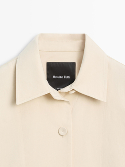 Massimo Dutti Хлопковый тренч, светло-желтый