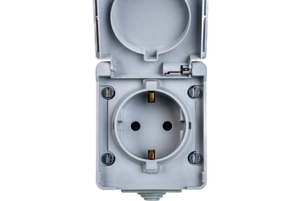 Розетка 1-местная накладная IP65, шторки, 16A-250В, серый Эксперт ЭРА