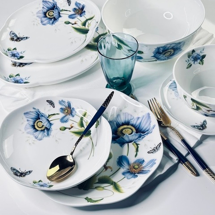 Lenardi 305-011 Обеденный сервиз 23пр. FLOWERS в под.уп.(х2)Костяной фарфор