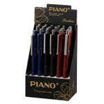 Ручка шариковая, масляная, автоматическая, Piano, синие чернила, серия "Featly", рифлёный цветной корпус, 24 шт