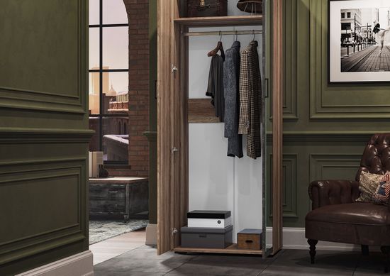 НЕЛЬСОН ШК 04 ШкафФасад ЖЕЛЕЗНЫЙ КАМЕНЬ/Корпус ДУБ КАНЬОН