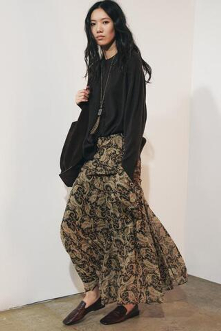 ZARA ДЛИННАЯ ЮБКА С ПРИНТОМ «ПЕЙСЛИ» — ZW COLLECTION, РАЗНОЦВЕТНЫЙ