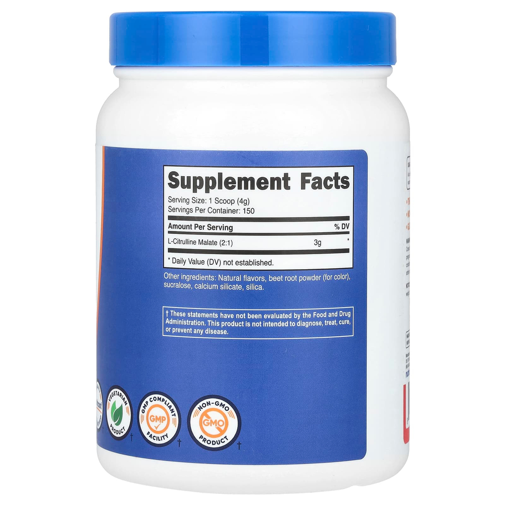 Nutricost, L-цитруллин малат 2: 1, фруктовый пунш, 600 г (1,3 фунта)