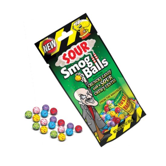 Драже с кислой начинкой Toxic Waste Smog Bolls, 85г (США)