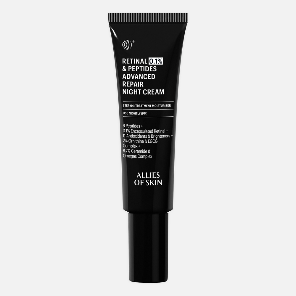 ALLIES OF SKIN 0,1% Retinal & Peptides Advanced Repair Night Cream Усиленный ночной восстанавливающий пептидный крем с 0,1% ретиналем, 48 мл