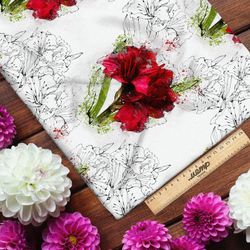 Ткань ниагара пышные красные цветы