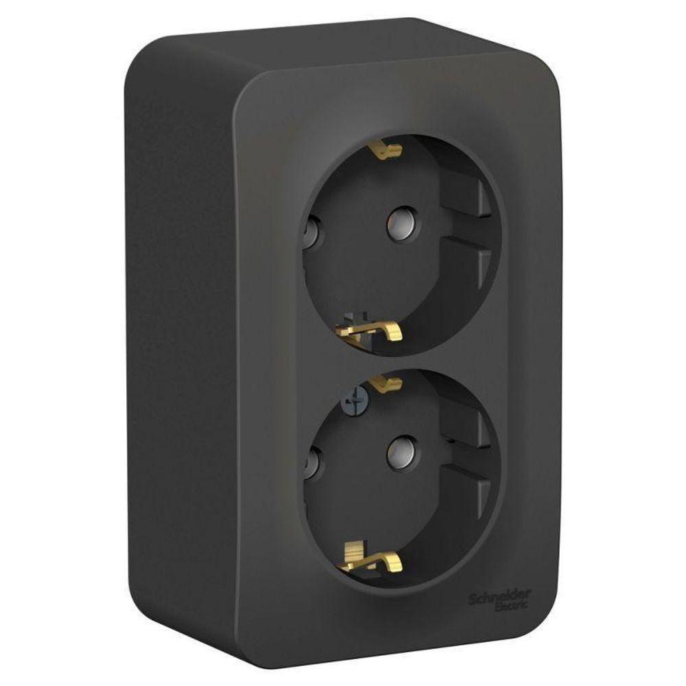 Розетка 2-м ОП Blanca 16А IP20 250В с заземл. без защ. шторок антрацит SE BLNRA010206