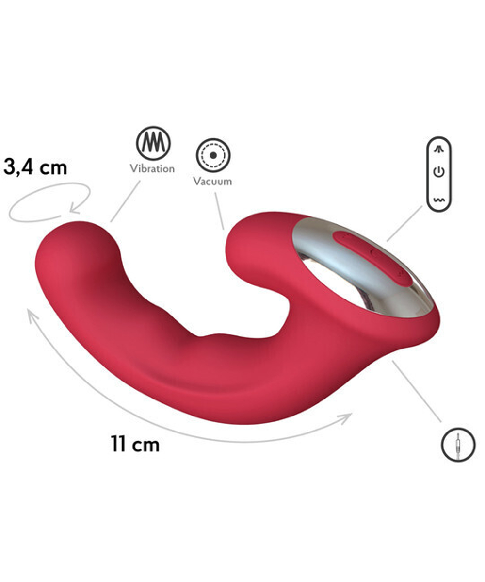 Вакуумный клиторальный стимулятор с отростком Phoenix, цвет Бордовый (INFINITE) (Цвет: красный)