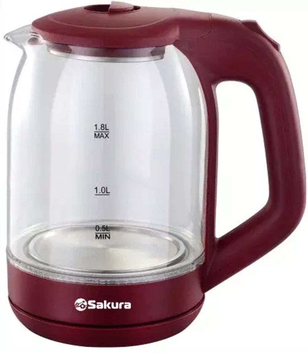 Чайник электр. SA-2736R 1,8л стекло подсветка