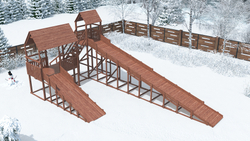 Зимняя деревянная горка W-12 с крышей (длина ската 6м и 12м)