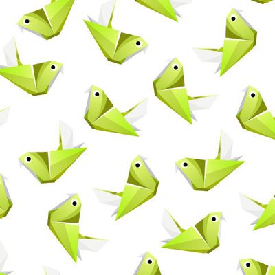 Салатовая птица оригами