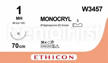 Монокрил М4 (1) 70 см игла колющая MH 36mm 1/2с W3457