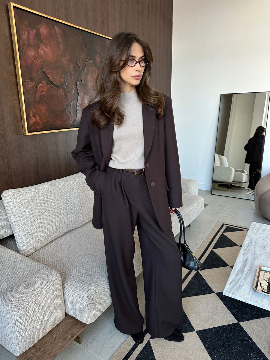 Жакет из вискозы однобортный коричневый