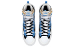 Sacai x Nike Blazer black blue deconstructed mid-top sneakers for men and women with the same white and blue