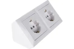 Розетка Bylectrica СТИЛЬ PA16-752 с заземлением 2-постовая накладная угловая белая 39866