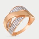 Кольцо с фианитами из розового золота 585 пробы для женщин (арт. 71256)