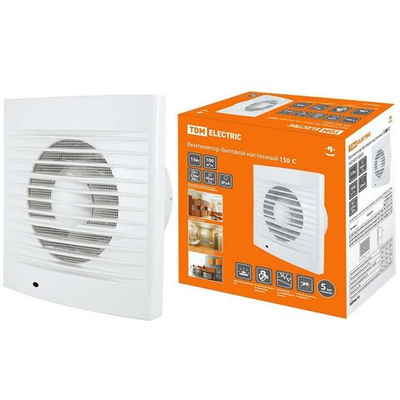 Вентилятор вытяжной настен, TDM, d150 мм, 25 Вт, 280 м3/ч, бел, SQ1807-0003