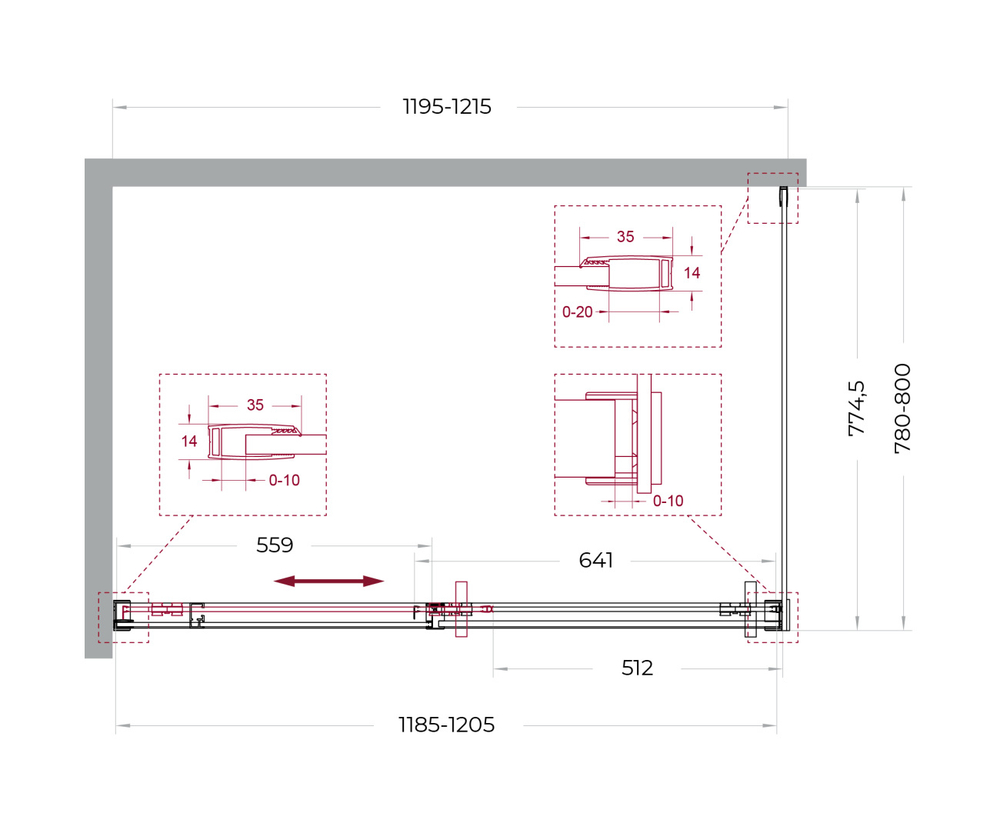 Душевой уголок 120*80см BelBagno SOFT_CLOSE-1-AH-1-120/80-C-Cr профиль хром, стекло прозрачное