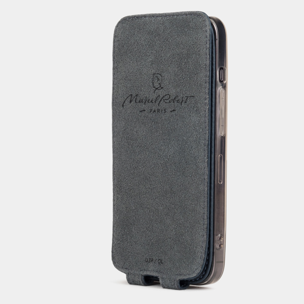 Чехол для iPhone 15 Pro Max из кожи теленка, синего цвета