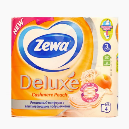 Туалетная бумага Zewa Deluxe Персик 4 шт