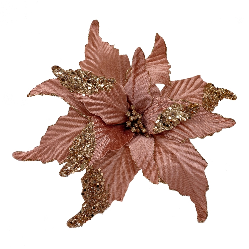 Пуансеттия на клипсе 24х28см House of seasons лососевая