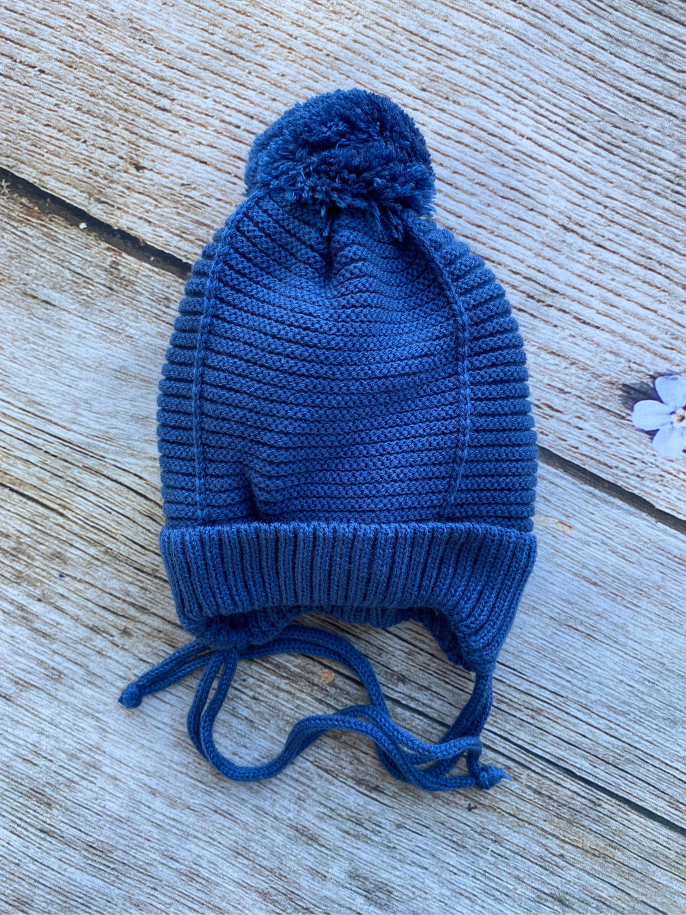 Вязаный комплект на выписку 5 предметов  (Одеяло утеплен., бант, пинетки, комбинезон, шапка) (Цвет: Синий)