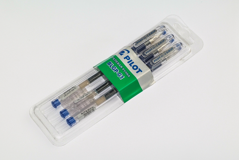 Ручка гелевая PILOT синяя 0.5мм с резиновым упором корпус прозрачный пластиковый 3шт/уп., цена за уп.