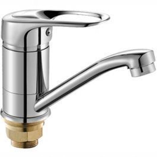 Смеситель кухня OUTE A3103D AL 40 мм  елочка средний нос гайка хром алюминий