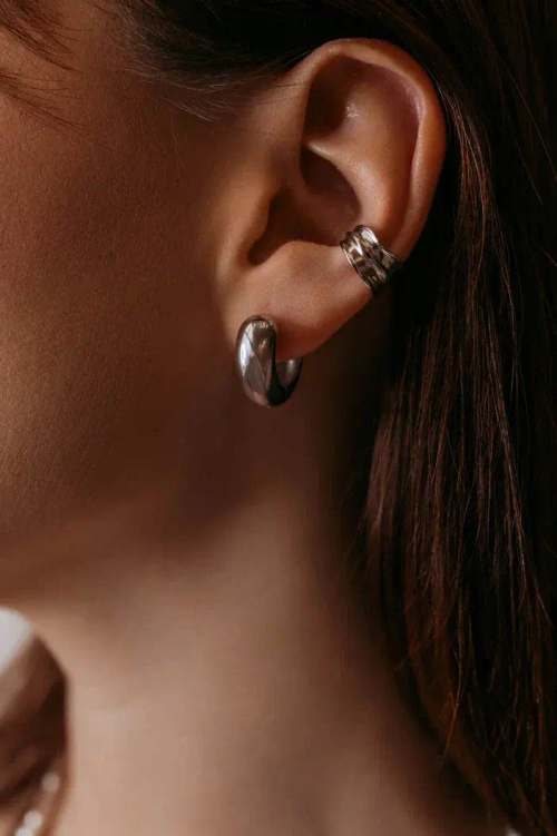 Серьги "Дутые" конго в серебре