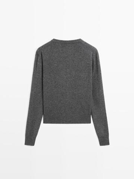 Massimo Dutti Свитер из смесовой шерсти с круглым вырезом, серый