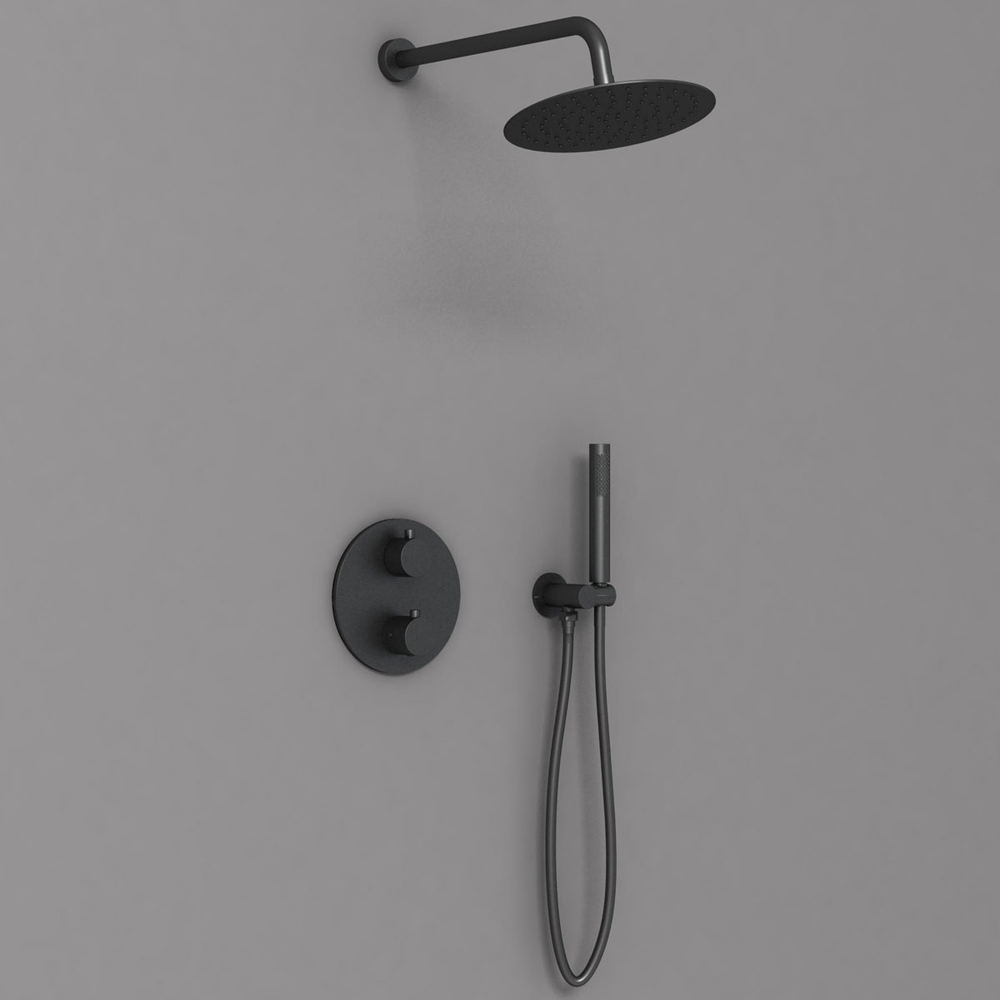 Душевой комплект Vincea VSFW-101TMB термостатический встраиваемый, двухрежимный, черный