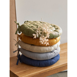 Подушка на стул круглая из хлопка темно-синего цвета из коллекции essential, 35 см