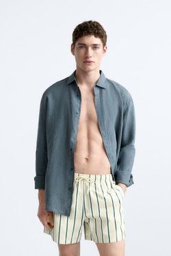 ZARA ПЛАВКИ В ПОЛОСКУ, ПАСТЕЛЬНО-ЖЕЛТЫЙ