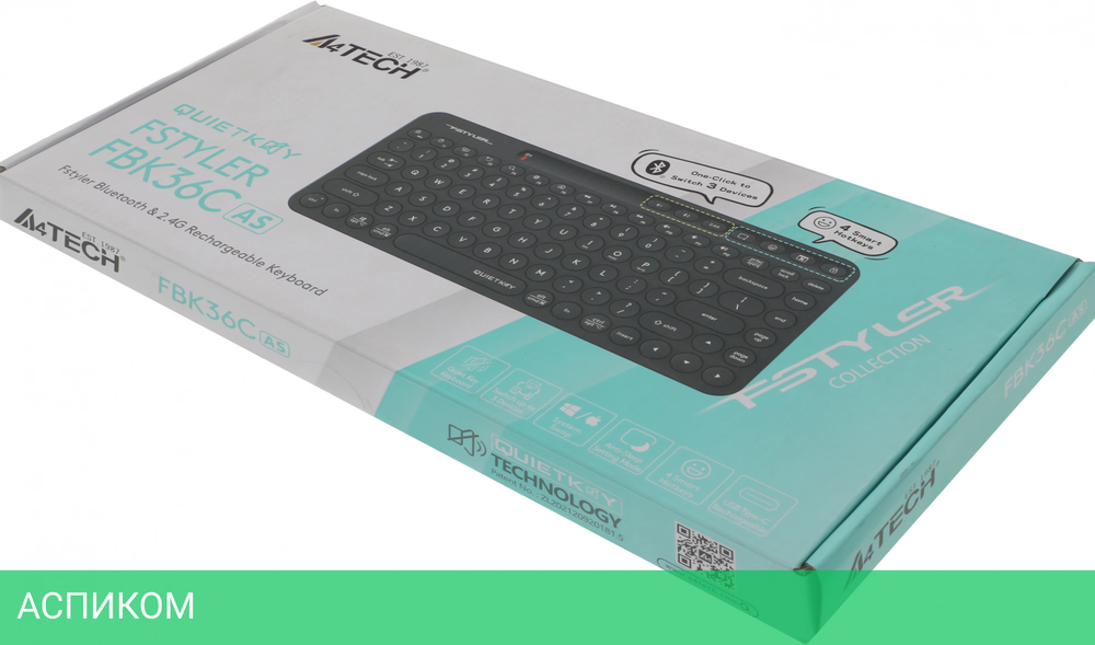 Клавиатура A4Tech Fstyler FBK36C AS черный (FBK36C AS)