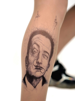 Колготки с принтом-портретом Дали на правой ножке (Размер: S-M-L) (Цвет: бежевый)