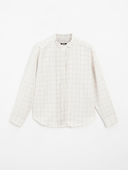 Massimo Dutti Рубашка в клетку с защипами, бежевый