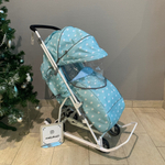 Коляска комбинированная (санки - коляска) «Наши детки 3-1К» с облачками голубой (арт. НДТ3-1К/2)