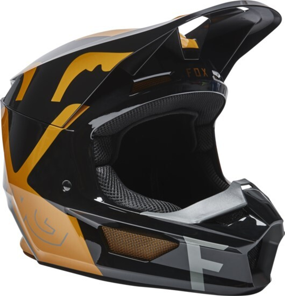 Мотошлем Fox V1 Skew Helmet (Black/Gold, S, 2022 (27999-595-S))