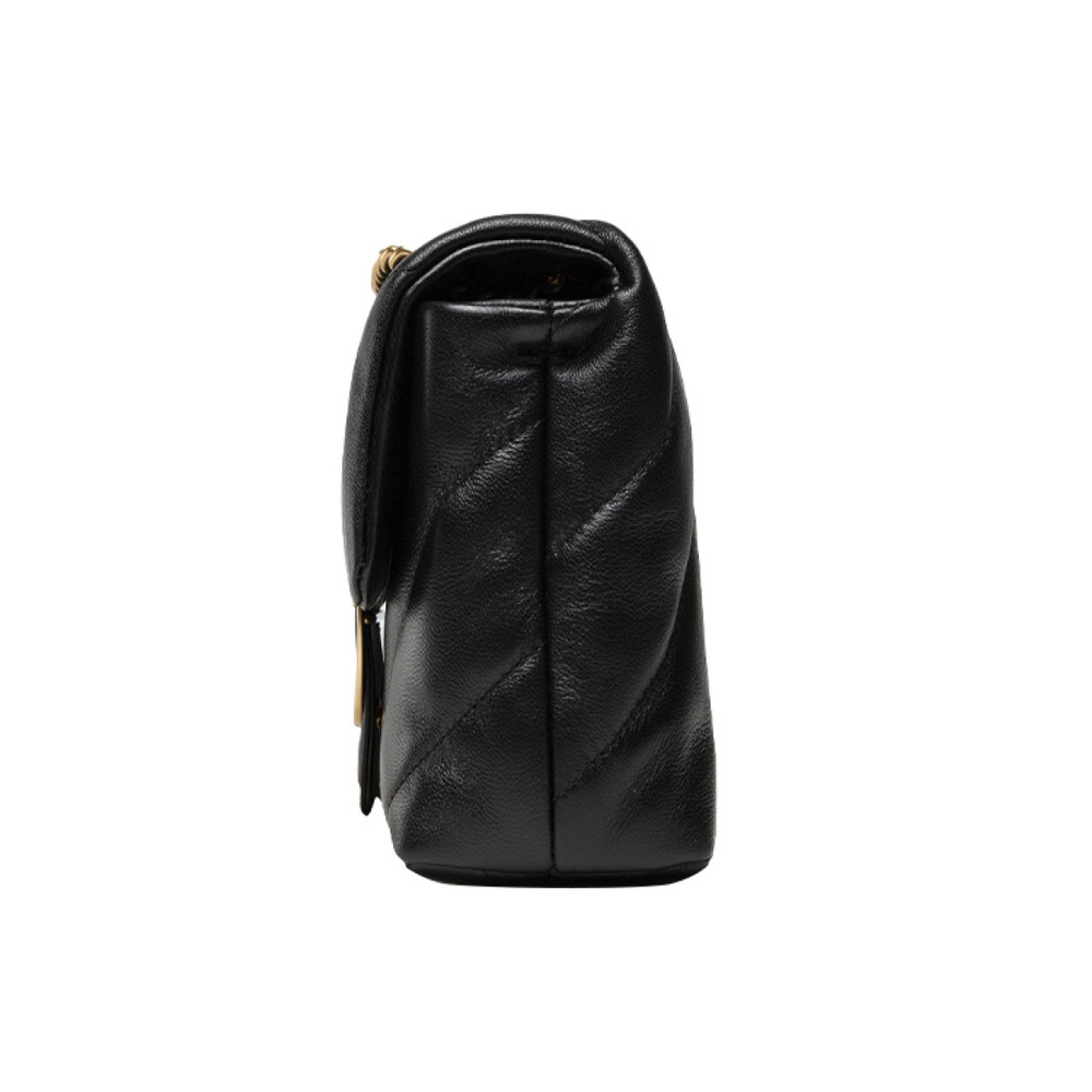 Сумка Pinko Puff Metal Bird Buckle Clamshell Diagonal Quilted Napa Sheepskin Leather Messenger Bag Mini Black, 1P22JD-Y7SR-Z99Q