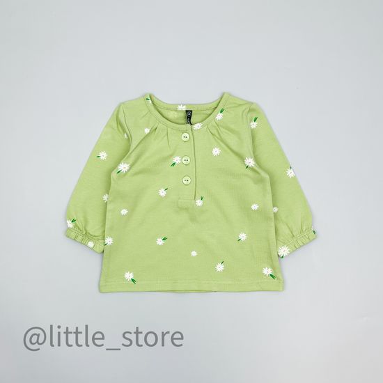 Лонгслив хлопковый "Летние цветы" сочный лайм