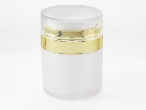 Банка с верхним дозатором белая, золото 30 мл