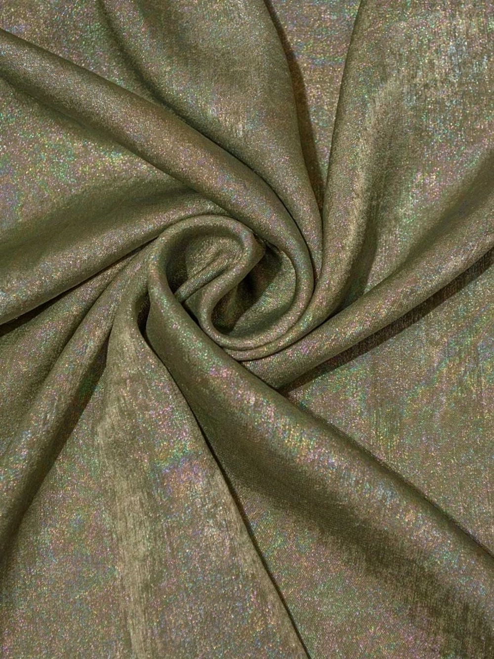Ткань шёлк металлик, 120 г/м2, 100% п/э, ш. 155 см, хаки