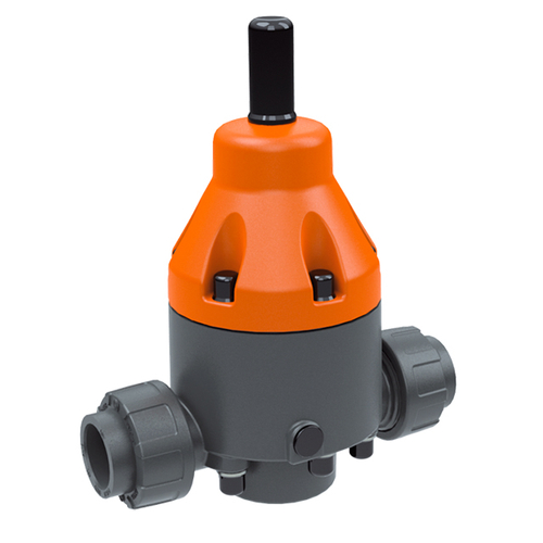 Клапан поддержания давления "до себя" ПВХ (НПВХ) разборный с муфтовыми окончаниями под клей, PTFE (Ру10), Китай