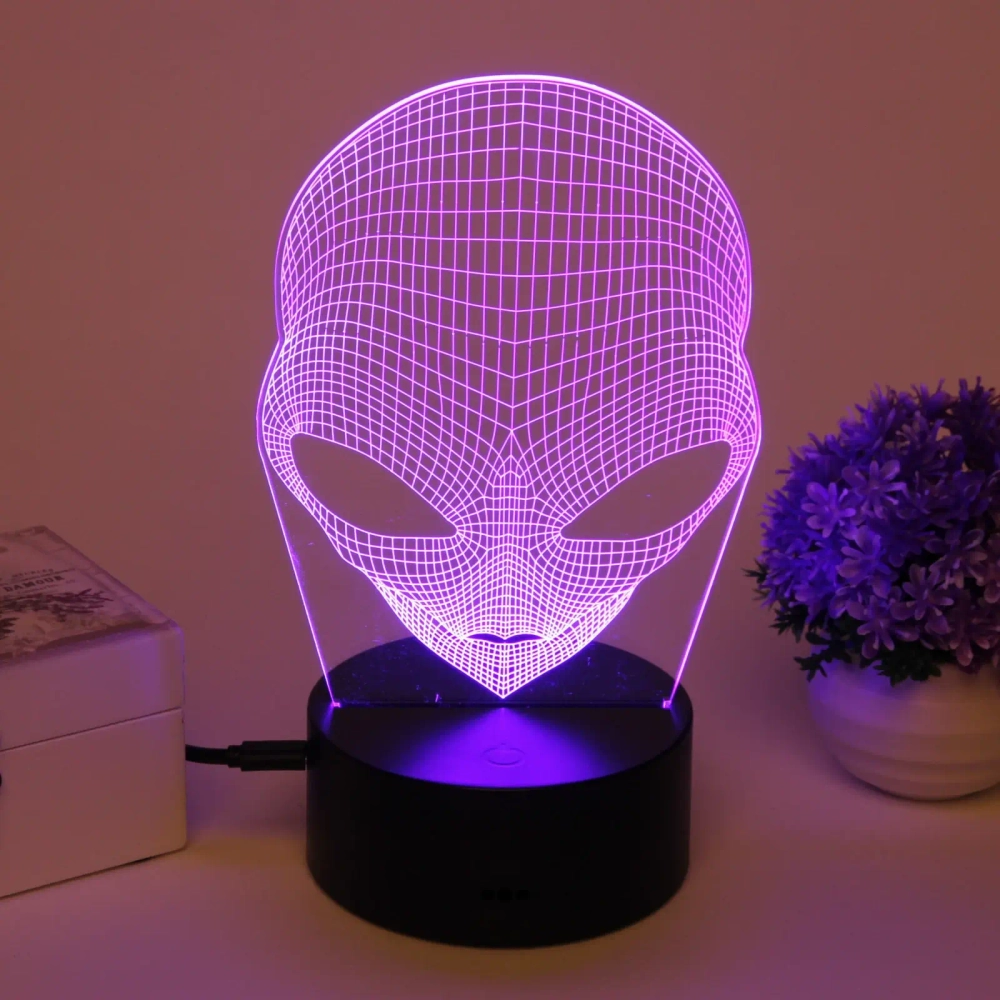 Светильник ночник «3D-Пришелец» на пластиковой подставке, с включателем USB